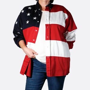 Panhandle Slim Patriotic Stars Shirt Red White Blue Plus Size 1X XL 2X